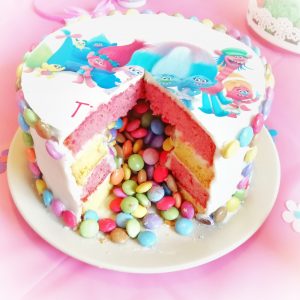 Trollsparty, Trollkuchen, Surprise-Inside-Cake, Geburtstagskuchen, Kindergeburtstag